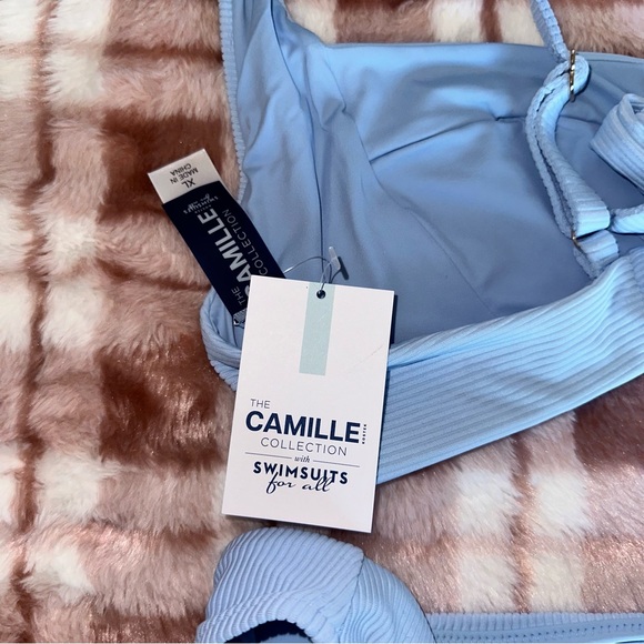 NWT Swimsuits for All Light Blue Ribbed Bikini Top (XL) and Bottom (1XL) - Picture 4 of 5